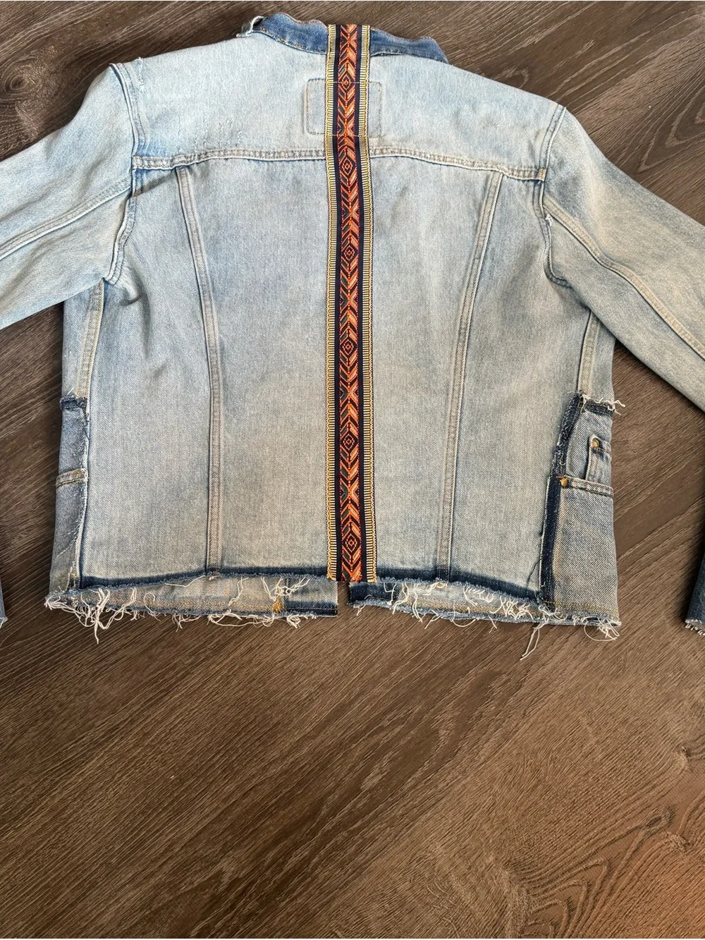 Levi's Upcycled Two-Tone Light Blue Distressed Denim Jacket - Picture 3 of 5